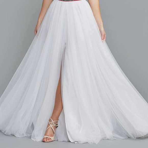 Two Piece Embroidered Prom Gown White NWT 2 4 6 - Picture 2 of 5